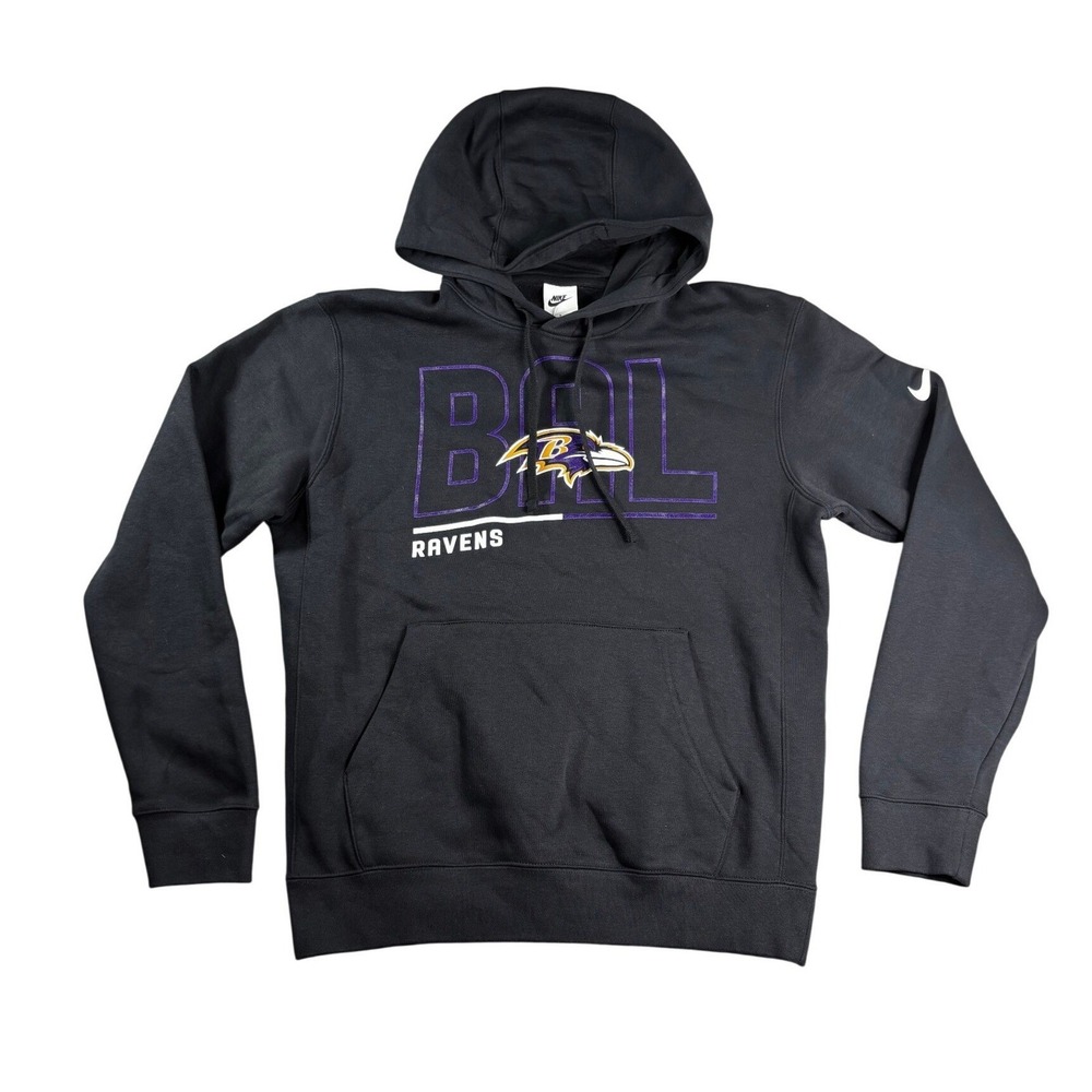 Nike Baltimore Ravens Men Hoodie Black NFL Football Graphic Sweatshirt Small NEW